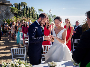 alt=Exchanging vows during Irida & Steven’s destination wedding in Portofino