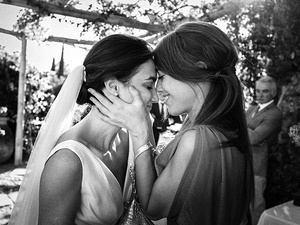 alt=Celebration moments during Irida & Steven’s destination wedding reception portofino