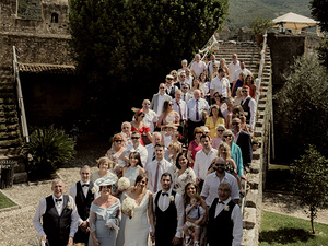 fotografia di gruppo al matrimonio  a Malcesine lgo di garda - fotografo di matrimonio 