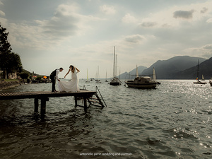 Sposi con vista Lago di Garda al Castello di Malcesine - fotografo di matrimonio lago di garda