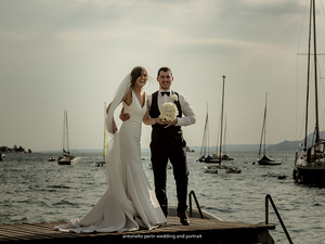 Sposi con vista Lago di Garda a Maclesine - fotografo di matrimonio