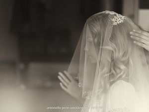 la sposa e il velo pronta per il matrimonio a Sirmione 