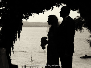 ritratto delgi sposi al tramonto sul algo di garda